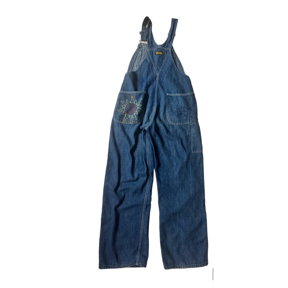 Vintage Sanforized Denim Button Overalls Work Wear Jeans Pants Railroad Distress - Picture 2 of 11